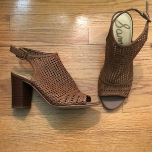 Sam Edelman Brown Netted Heeled Sandals